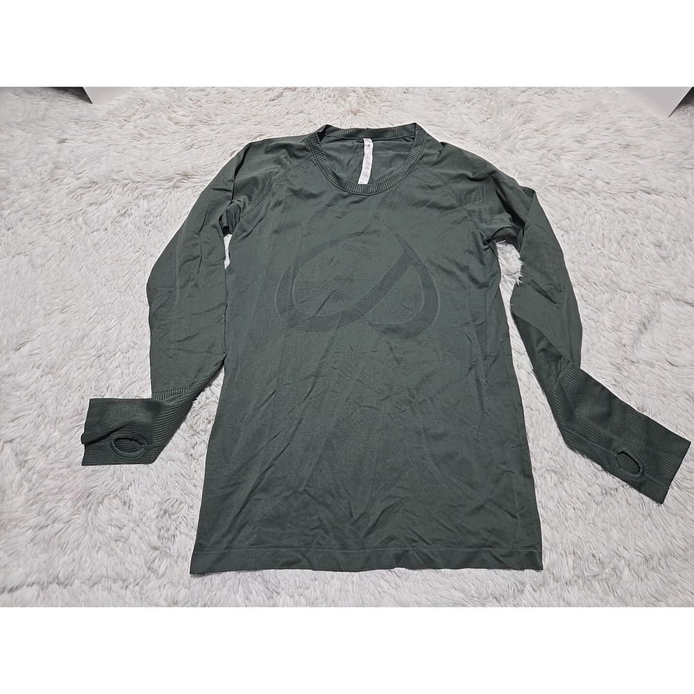 CRZ YOGA Shirt Women's XL Green Thumbholes Long‎ Sleeve Workout Base Layer